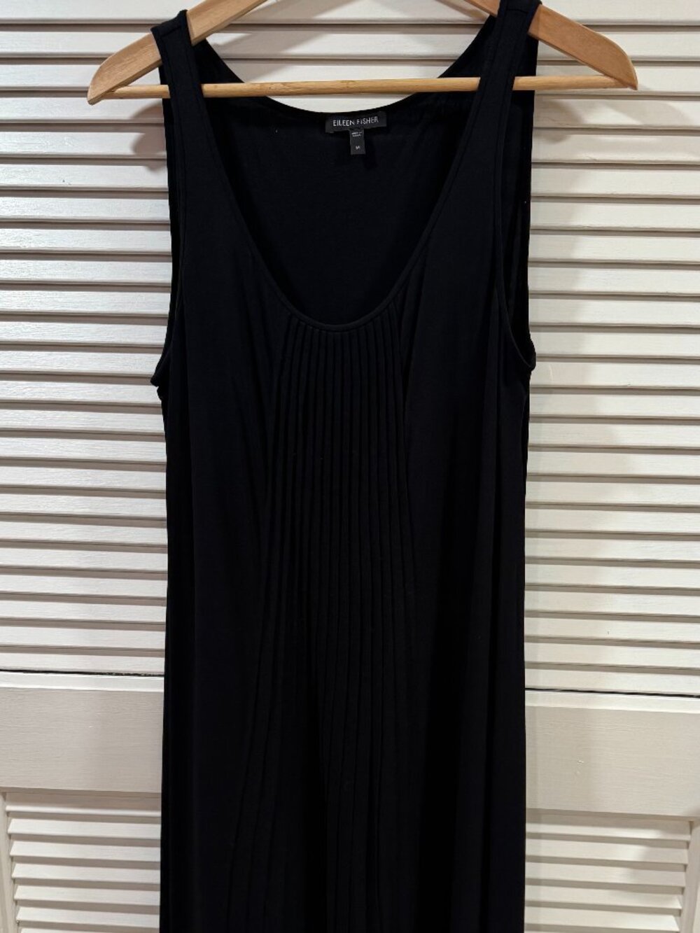 Eileen Fisher 100% Silk Black Sleeveless Shift Dress Medium